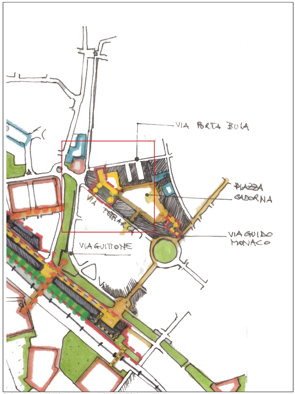 Schema relazioni urbane e obiettivi di intervento