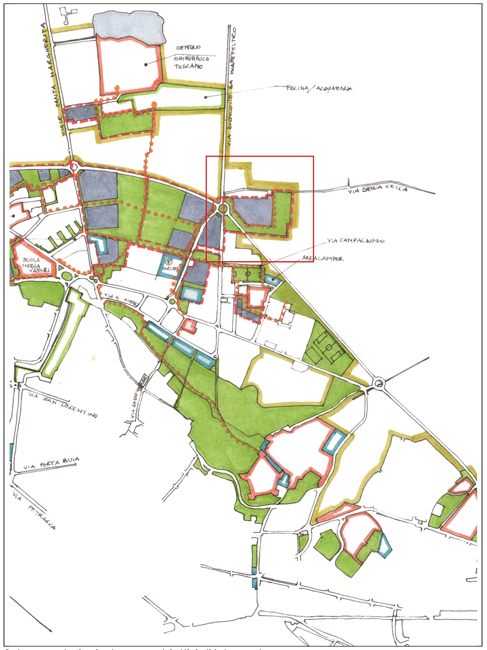 Schema relazioni urbane e obiettivi di intervento