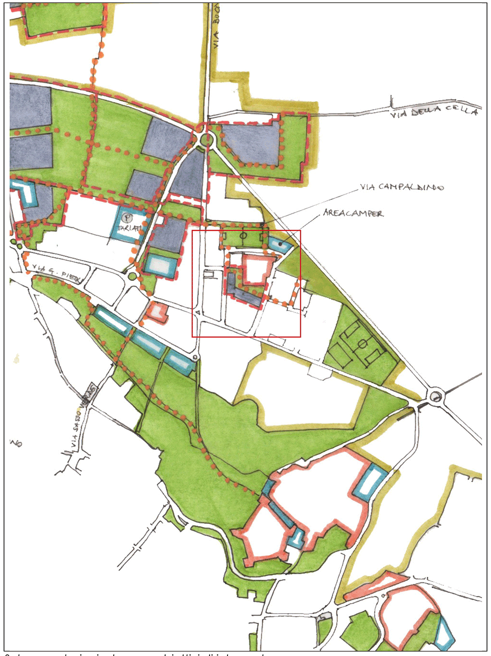 Schema relazioni urbane e obiettivi di intervento